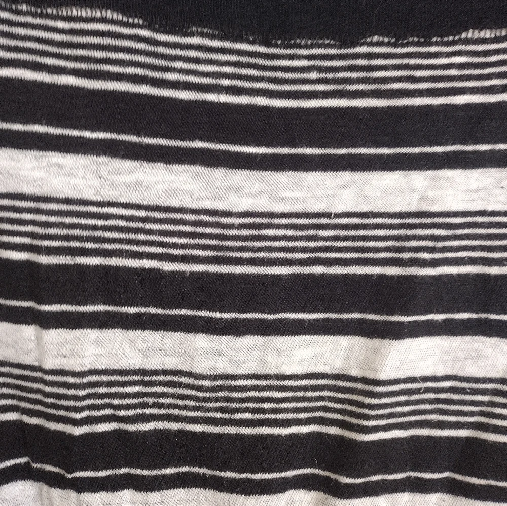 Free People Black White Sea Side Striped Cotton Linen Blend Sweater Size Large